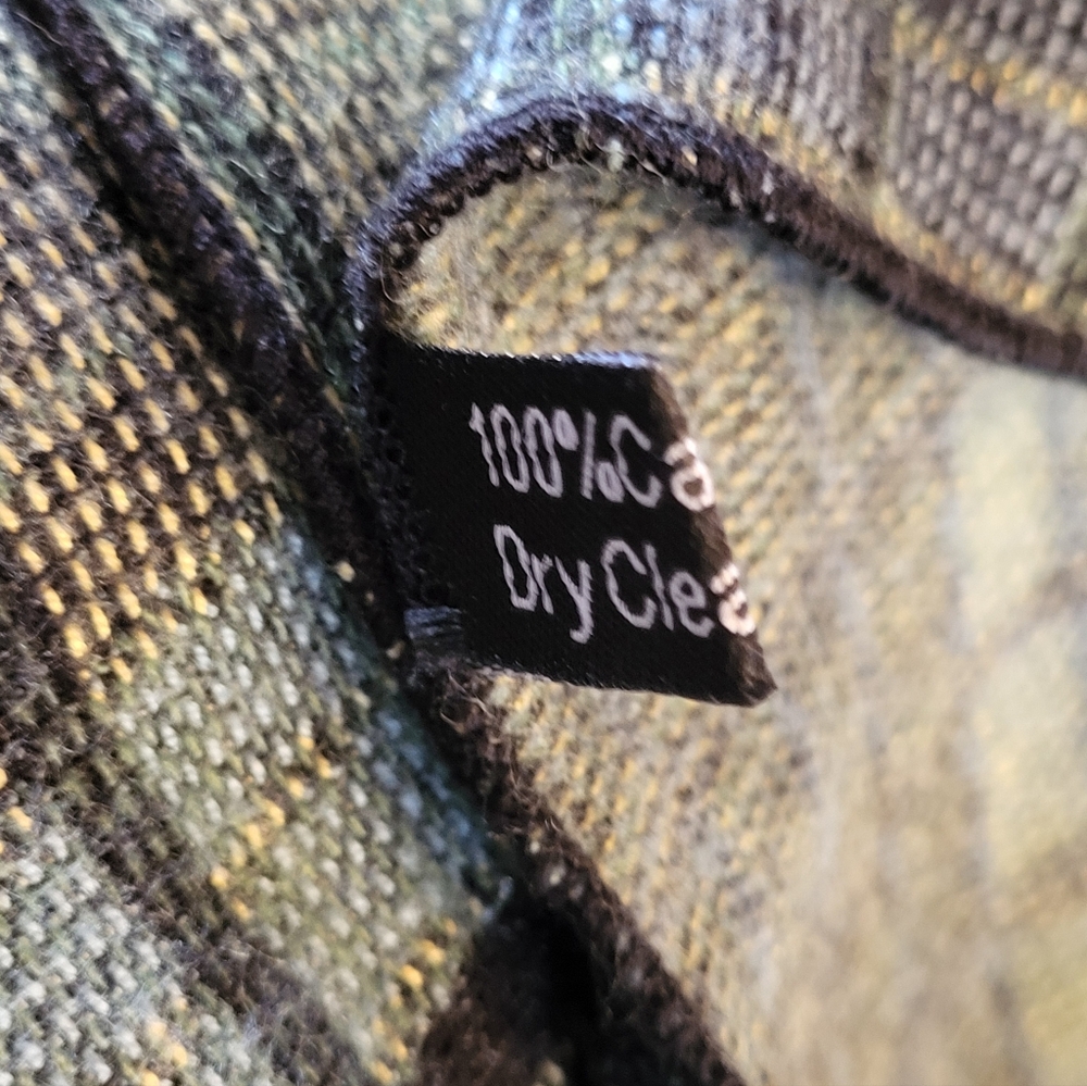 Cashmere Shawl/Wrap In Seafoam/Teal/Charcoal Geometric Design One Size - Picture 8 of 9